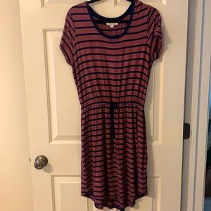 Coral and navy dress